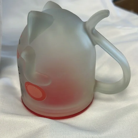 Lucky cat frosted glass mug